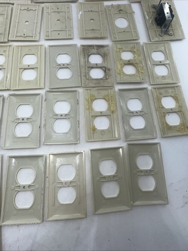 Huge Lot Vintage Sierra Ribbed Ivory Beige Cream Outlet Switch Plug Plate Cover - Picture 21 of 24