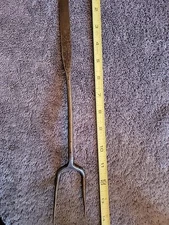 Vintage Antique 14" 19th Century Wrought Iron Flesh or Roasting Hearth Fork
