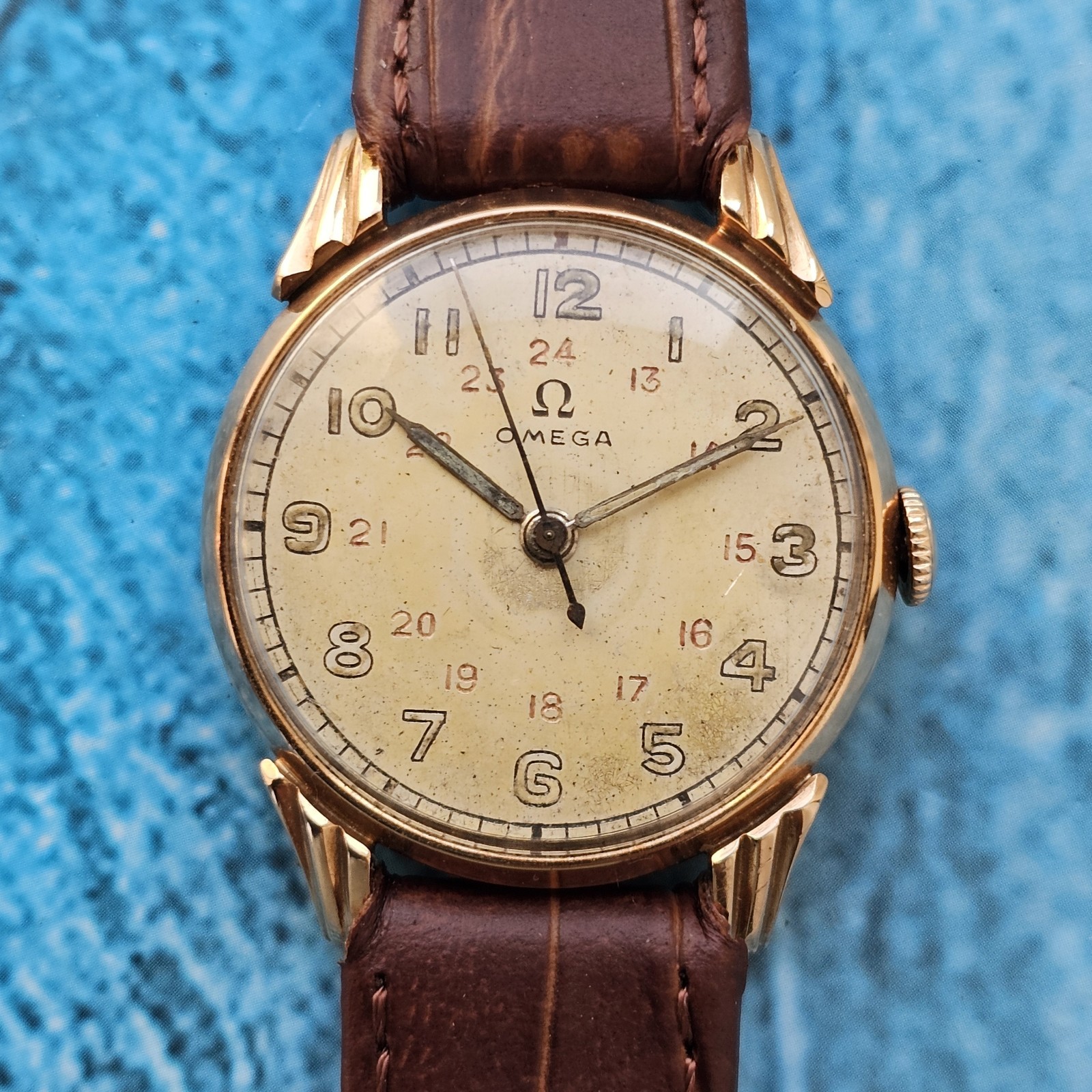 Vintage 14k Solid Gold Omega Medicus Hand-Winding Men's Wristwatch Cal 23.4 SC
