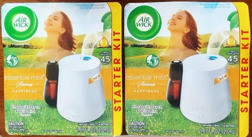 AIR WICK Essential Mist STARTER KIT Pineapple, Peach and Wild Mint - 2 Kits