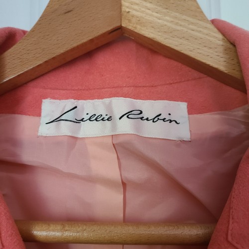 Vtg Lillie Rubin Italy Suede Blazer Jacket Sz 14 Coral Pink Lined Retro Casual - Picture 7 of 16