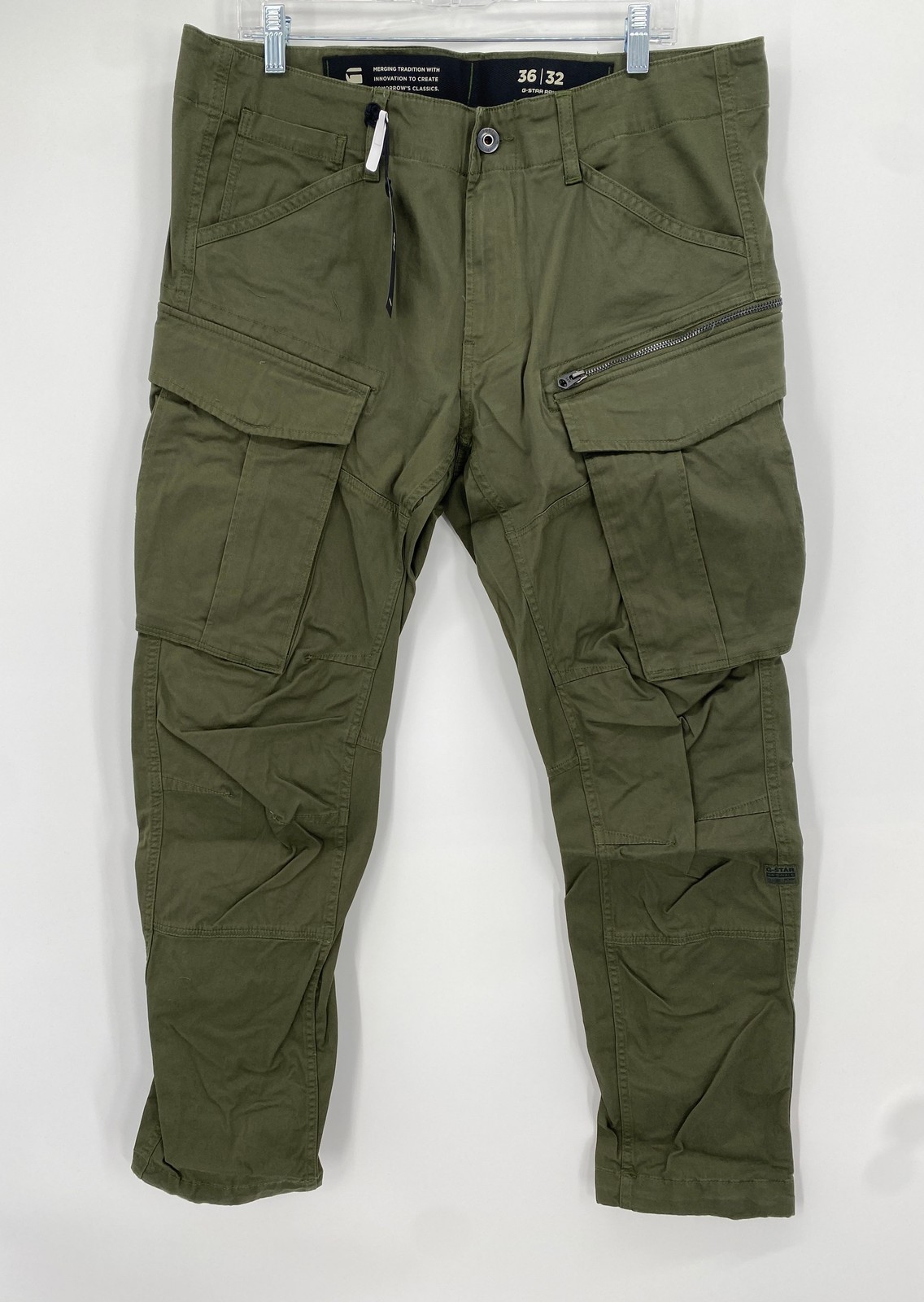G-Star Raw Mens Rovic Zip 3D Straight Tapered Cargo Pant Size 36 x 32 Green