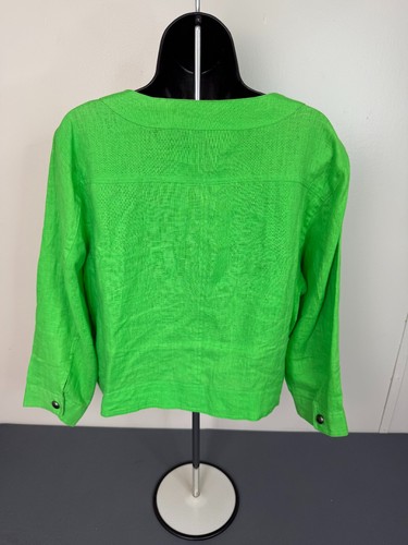 Multiples Women's Embellished Open Front Linen Cardigan Blazer Green Size XL - Picture 4 of 4