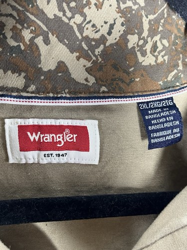Vtg Wrangler Rugged Wear Hunting Mens Camo Button Down Collared Shirt Sz 2XL EUC - Picture 7 of 11