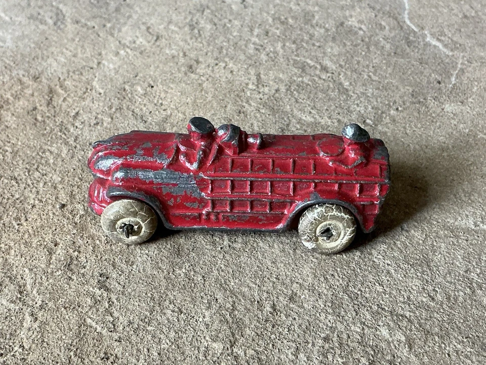 "Camión escalera camión de bomberos fundido Barclay de colección años 30 con ruedas de goma 3""" Foto 4 de 4