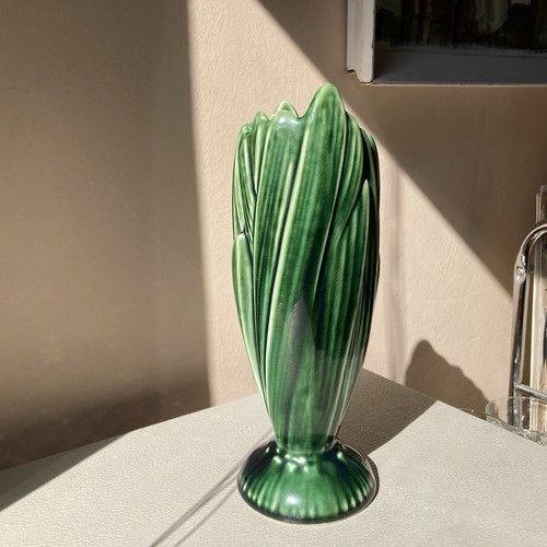 Sylvac England 2452 Deep Green Glazed Hyacinth Vase Classic Vintage Decor 23 cm - Picture 2 of 8