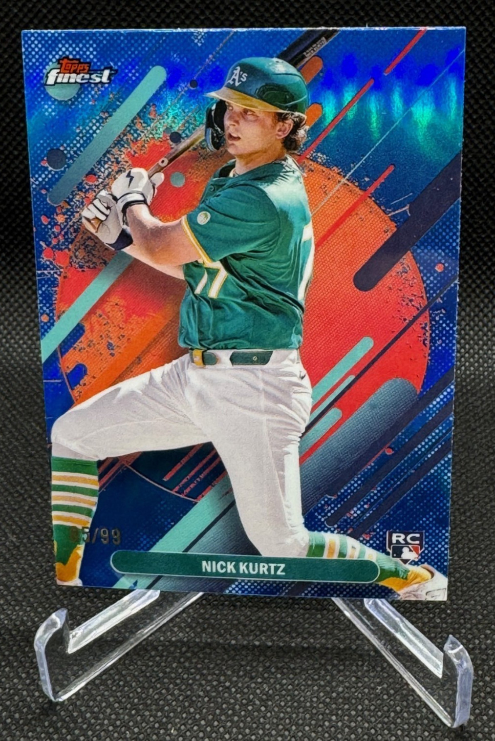 2025 Topps Finest Nick Kurtz #252 RC Rare Level Blue Refractor #85/99