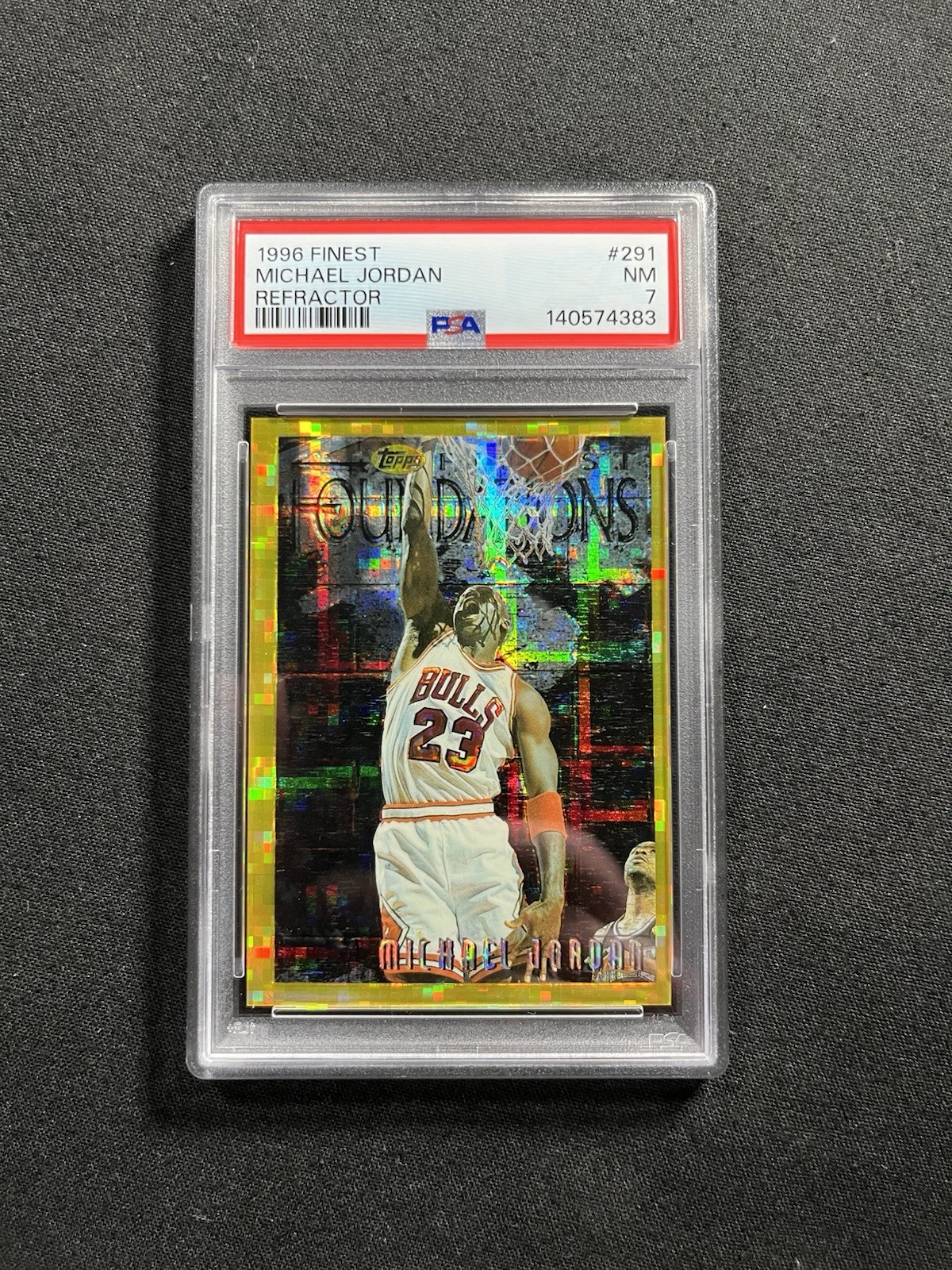 1996-97 Topps Finest Michael Jordan #291 Gold Refractor SP NEW PSA 7 GREAT COLOR