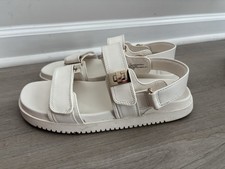 A New Day Women  s Jonie Footbed Sandals Off-white 10 Faux Leather Open Toe