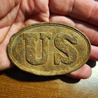 Original Civil War Era U.S. Oval Cartridge Box Plate – Dug Relic – Raised US