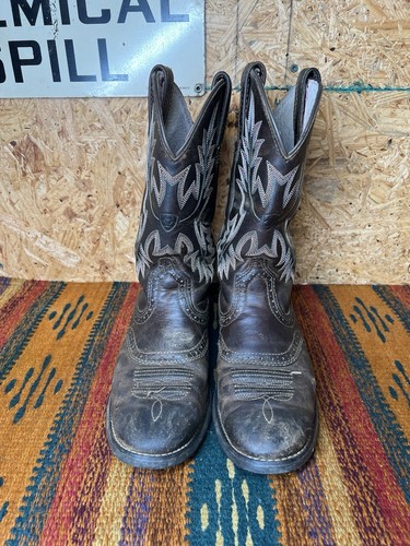Ariat Women Cowboy Boots Used 7.5 B Heritage Stockman Brown Leather 29427 - Picture 18 of 21