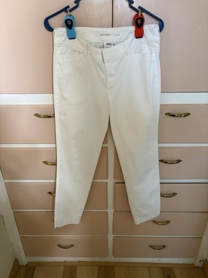 Old Navy Pixie Women s White Ankle Pants Size 2 Regular Stretch Career Casual