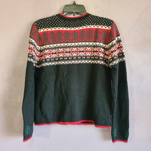 Vtg Karen Scott Petites Wool Blend Christmas Holiday Zip Cardigan Sweater PS - Picture 6 of 7