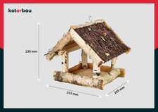 KOTARBAU® Vogelfutterhaus Holz Vogelhaus zum Aufhängen Birke 25,5x25,5x23,5 cm