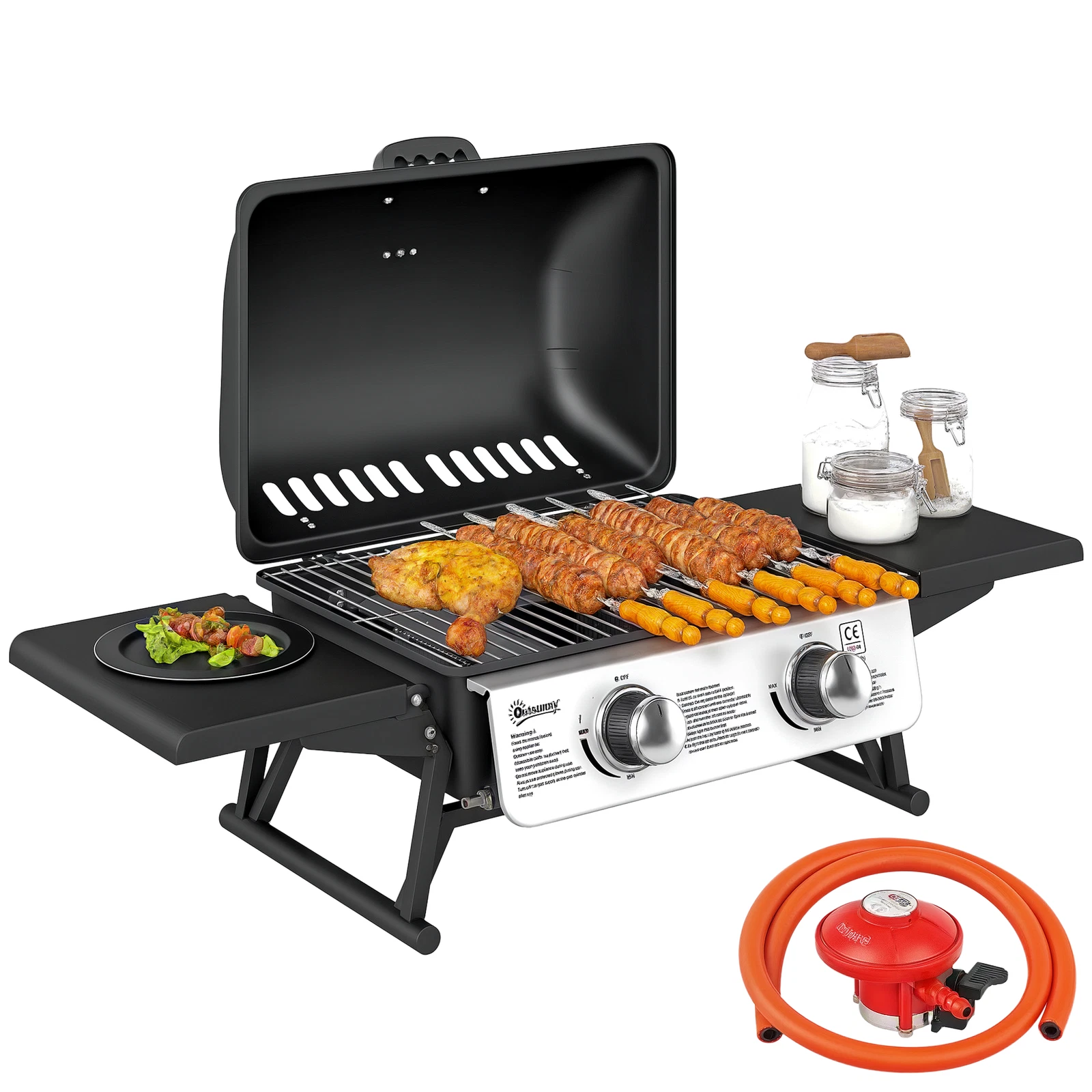Outsunny Portable Tabletop Gas Barbecue Grill with Thermometer, Black
Opens in a new window or tab