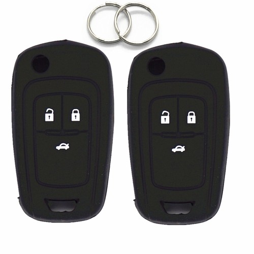 2Pcs Black Silicone For Chevrolet Camaro Cruze Equinox 3 Buttons Key Fob Cover - Picture 1 of 6