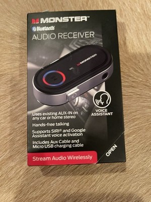 Monster Bluetooth AUX Audio Receiver w/ Hands-Free Mic, Siri/Google Assistant