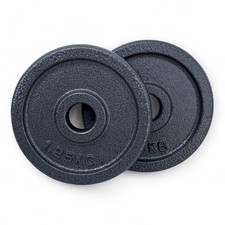 2 X Disco Ghisa Nero 1,25 Kg Foro ø25mm Per Bilanciere Manubri Palestra Home Fit
