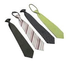 Boys Neck Ties Lot Of 4 Variety Clip On Formal Spring Adjustable