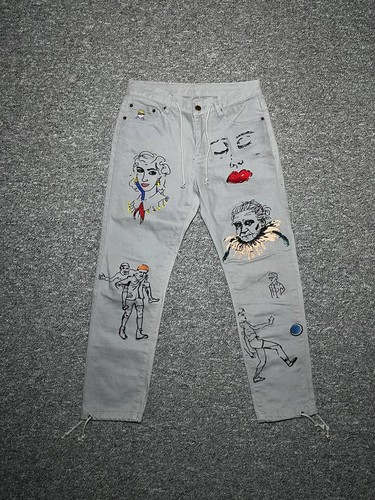KIDSUPER STUDIOS Embroidered Mens Art Work Jeans Pants - Size Small(30)