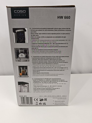 Caso Design HW660 Dispenser Acqua Calda Riscaldamento Rapido Efficiente Serbatoio 2,7L - Foto 3 di 4