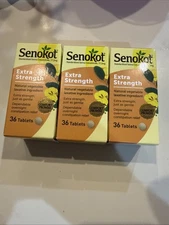 3 Pack SENOKOT EXTRA STRENGTH NATURAL VEGETABLE TABLETS 36 CT X3 Exp 2028