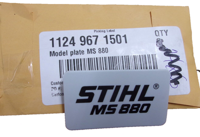 Stihl MS880 Model Plate / Name Badge OEM MS 880 1124-967-1501 #GM