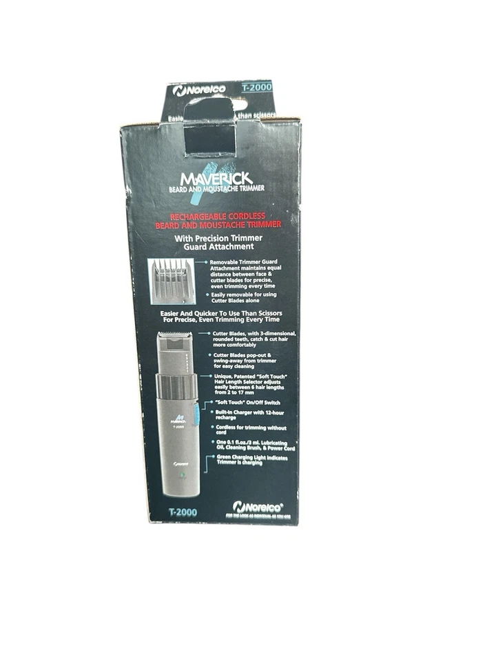 Recortadora de barba y bigote Norelco AccuVac T-2000 NUEVO stock antiguo de colección Foto 3 de 3