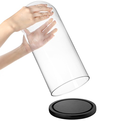 13.8 Inch Tall Glass Dome with Base, Clear Glass Empty Display Cloche, Decora... - Bild 4 von 8