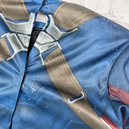 Rubie's Captain America Kids S 6-8 Deluxe Costume Blue Padded One Piece w Mask - Picture 7 of 9