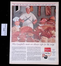 1963 Campbell's Quality Tony Mietla Meat Cutter Cooks Extra Care Print Ad 48563