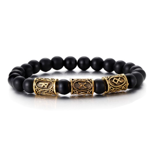 Retro Viking Nordic Amulet Runes Charms Bracelet Stone Bead Bangle For Men Women - Picture 31 of 70