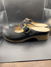 Dansko Britney Burnished Suede Slide Clogs Womens EUR Sz 40 US 9.5 Black