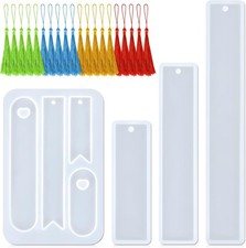 Resin Bookmark Mold - 4 PCS Reusable Multi-Shape Bookmarks Silicone Mold with 20