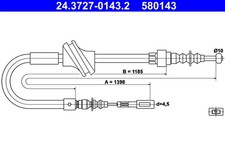 Bremsseil Seilzug Feststellbremse ATE 24.3727-0143.2 für AUDI 90 80 8G7 89 B3
