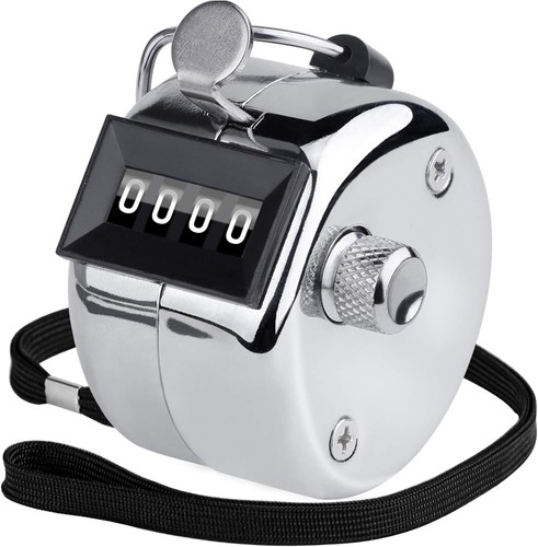 Contador de conteo portátil de metal KTRIO, clicker de números de 4 dígitos 2 x 1,85", plateado  - Imagen 1 de 7