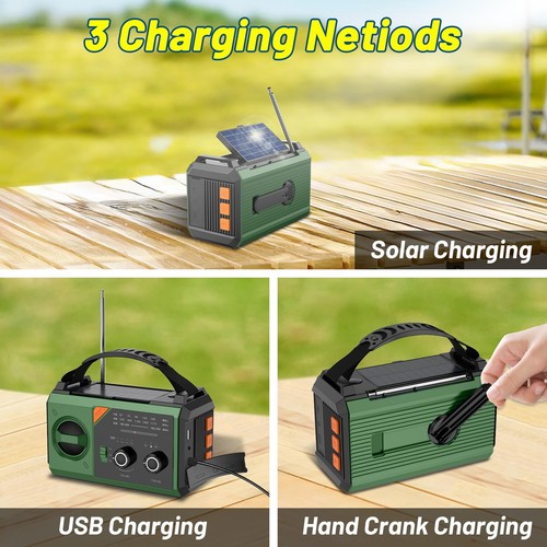 20000mAh Solar Hand Crank Emergency Radio - NOAA Weather Alert AM/FM Radio wi... - Picture 4 of 7