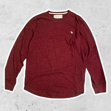 Abercrombie & Fitch Shirt Mens Medium Burgundy Long Sleeve Soft A&F Tee Crewneck