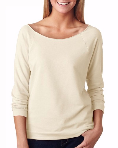 Next Level 6951 Women's Premium French Terry Raw Edge 3/4 Sleeve Raglan T-Shirt - Picture 17 of 20