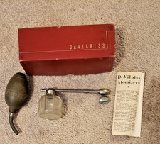 VINTAGE DEVILBISS NO. 16 GLASS ATOMIZER W/ 2 TIPS BOX DIRECTIONS BULB