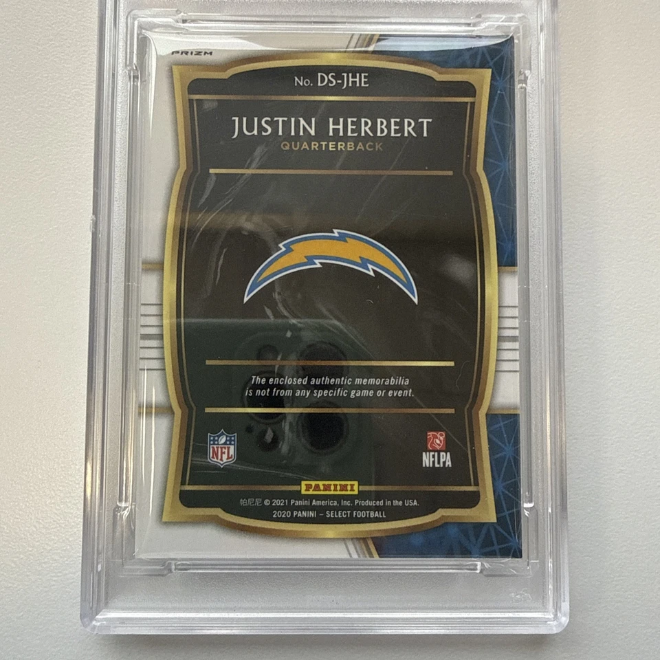 Select Draft Selections Mem 2020. Justin Herbert, Red Prizm RC, #DS-JHE, PSA 9 Foto 4 de 4
