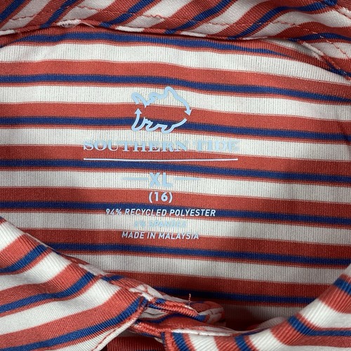 Southern Tide Striped Polo Boys Youth XL 16 Golf Shirt Performance Stretch NWT - Picture 4 of 8