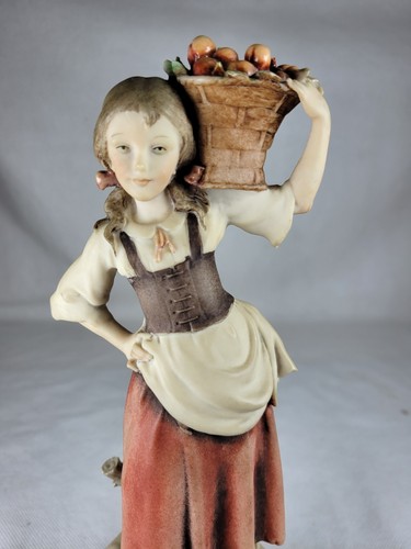 Giuseppe Armani Girl With Basket Of Fruit 1982 Florence Signed Vintage Rare Prop - Picture 2 of 13