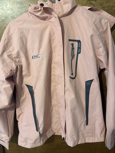 Diamond Candy Pink Full Zip Windbreaker Rain Jacket Womens Size Small - Picture 4 of 9
