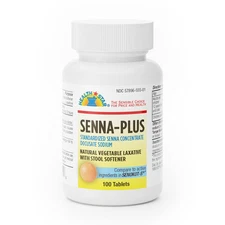 Gericare Senna Plus Laxative Stool Softener, 100 Tabl., Natural Constipation Aid