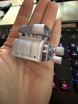 Supercharger Blower V8 Rc Car model engine 3D printed 1:10 scale Silver Silk PLA