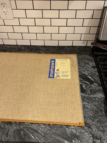 Vtg MCM Mohawk Carpet Sample Demo 1970s Showroom Rug Mat 18” X 27” Yellow Gold - Picture 7 of 9