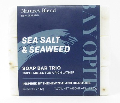 Nature's Blend Sea Salt & Seaweed Bar Soap 3 Pack 15oz triple milled New Zealand