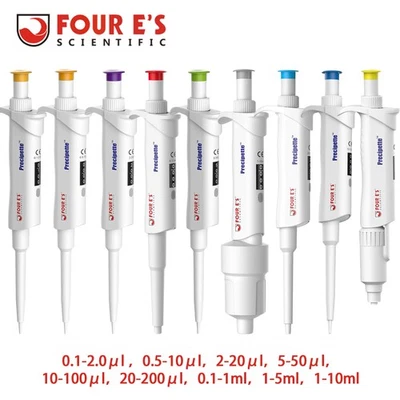 4E'S SCIENTIFIC 0.1ul-10ml Single Channel Pipettor Adjustable Micropipette Lab Manual Pipettor