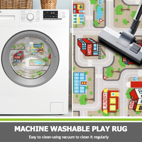 Tan Car Road Kid Rug Carpet Playmat for Playoom Traffic Road Kids Play Mat - Imagen 6 de 8